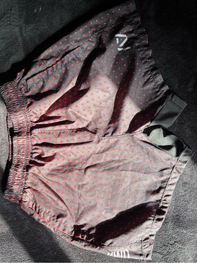 Athletic Polka Dot Running Shorts - Black with Red Dots